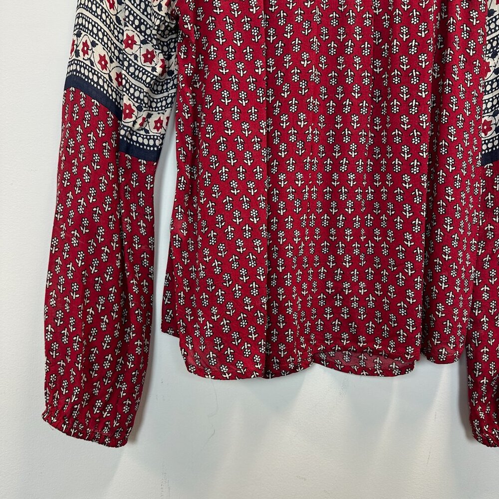 Lucky Brand Red Floral Petaluma Peasant Blouse - Picture 8 of 14